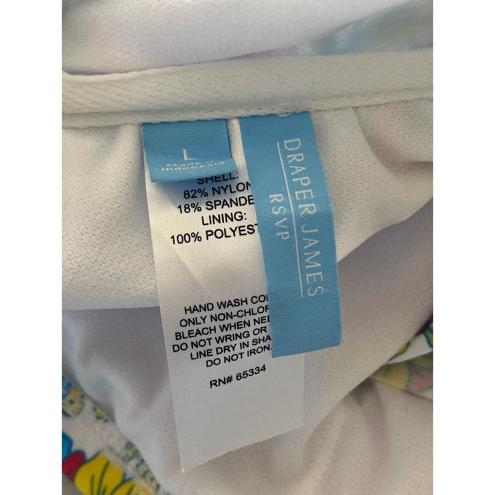 Draper James Floral One Shoulder Ruffle Bikini‎ Top UPF 50+ Large Multicolor NEW